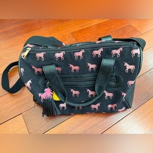 Dream Control Kids Chic Black and Pink Unicorn Print Crossbody Bag